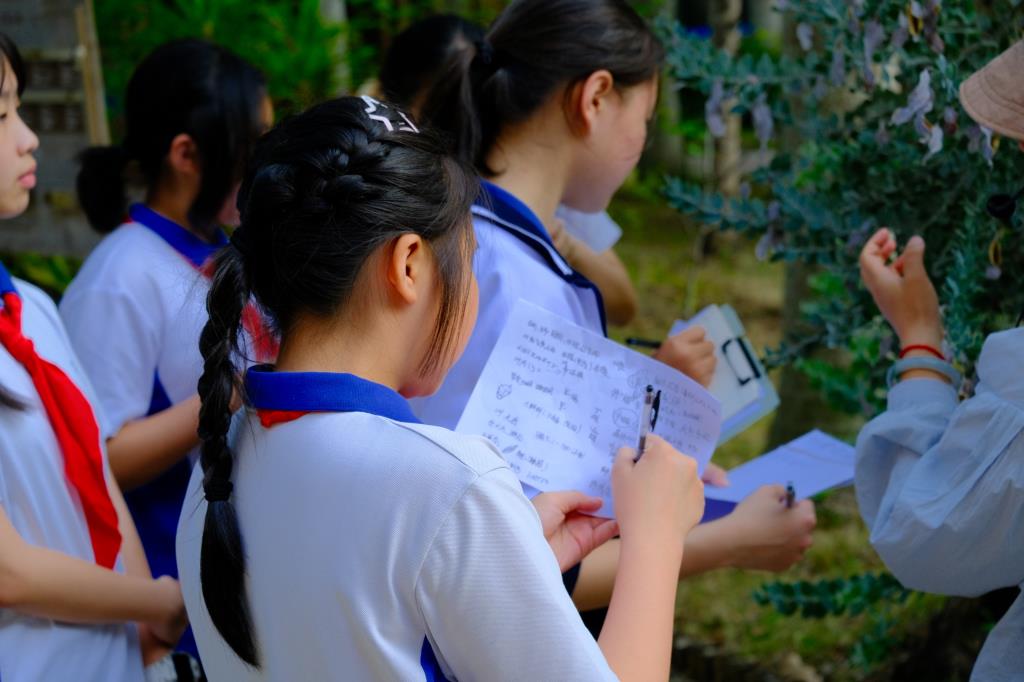 学生记录着图文并茂的笔记